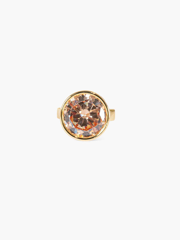 Amber Crystal Gold Statement Ring