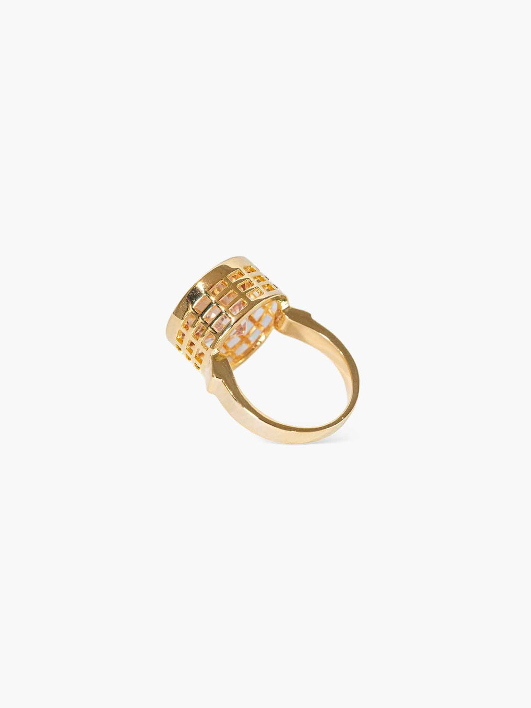 Amber Crystal Gold Statement Ring