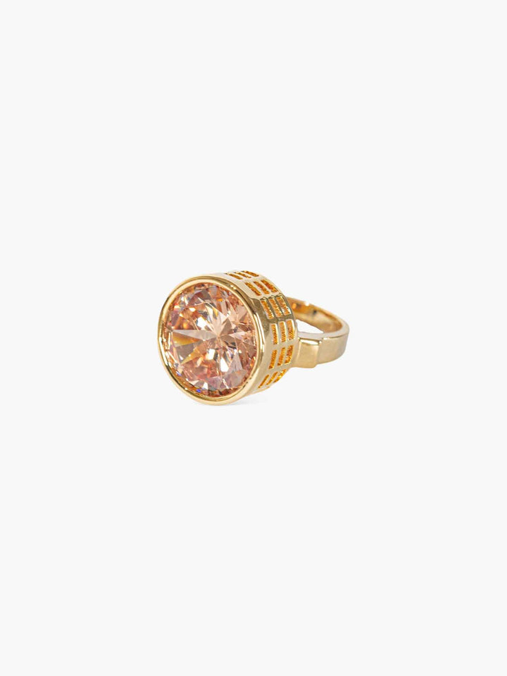 Amber Crystal Gold Statement Ring