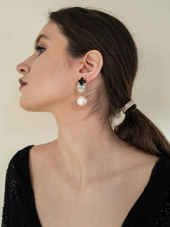 Ariah Crystal Pearl Drop Earrings