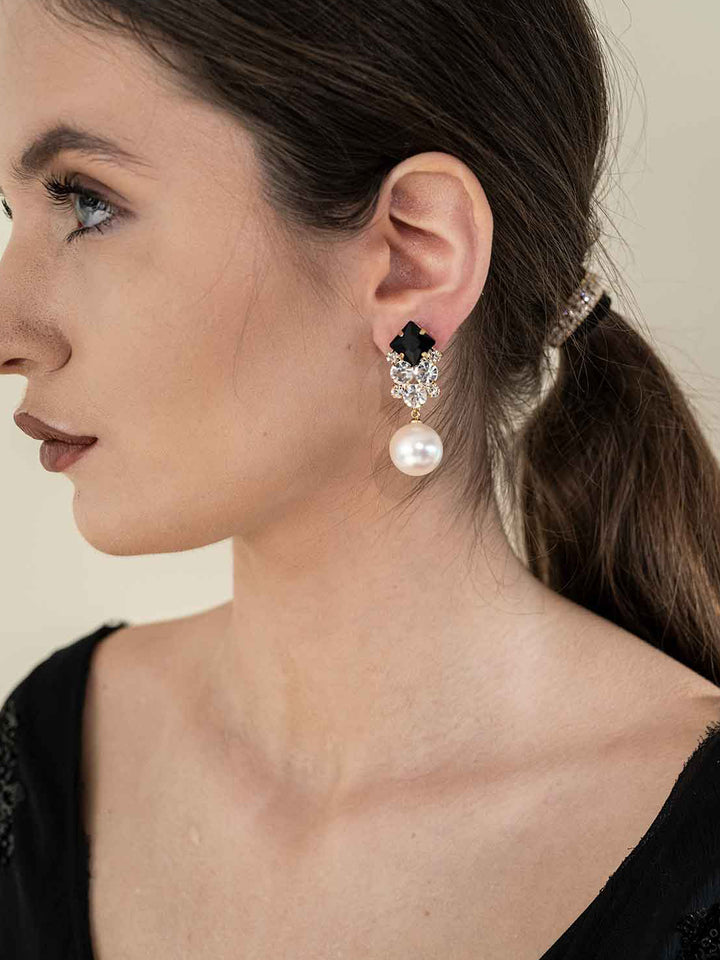 Ariah Crystal Pearl Drop Earrings