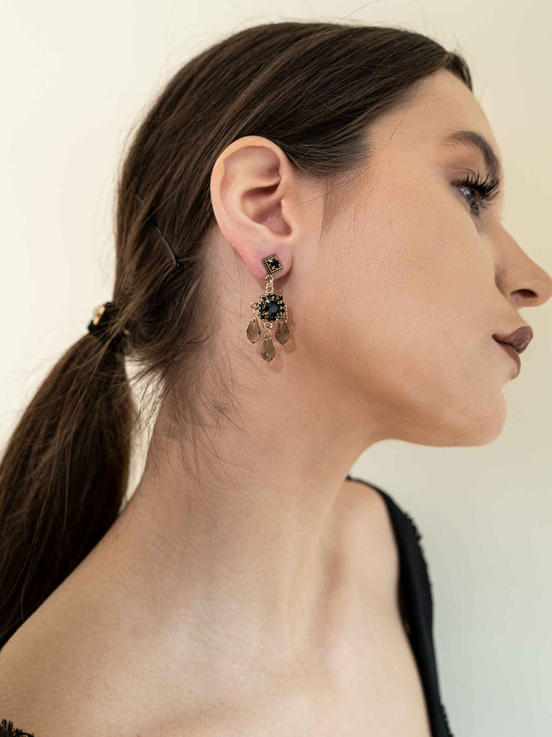 Belladonna Smoky Crystal Earrings