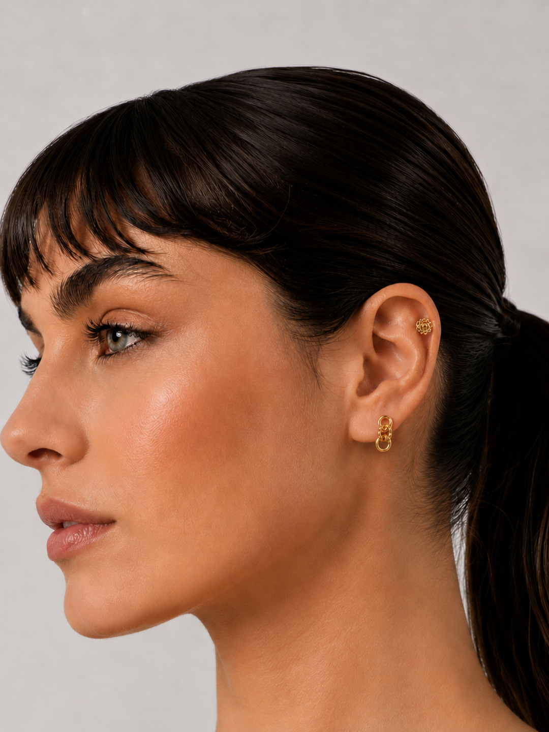 Bow and Rope Knot  Earring Set Gold