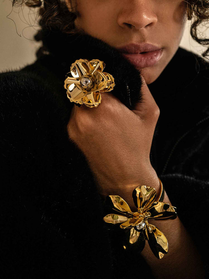 Calliope Gold Flower Statement Cuff