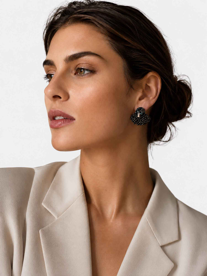 Pendientes Noir hechos a mano con cuentas de cristal