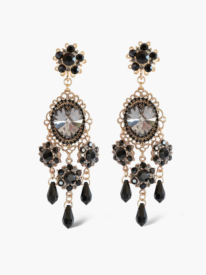 Darianna Black Crystal Chandelier Earrings