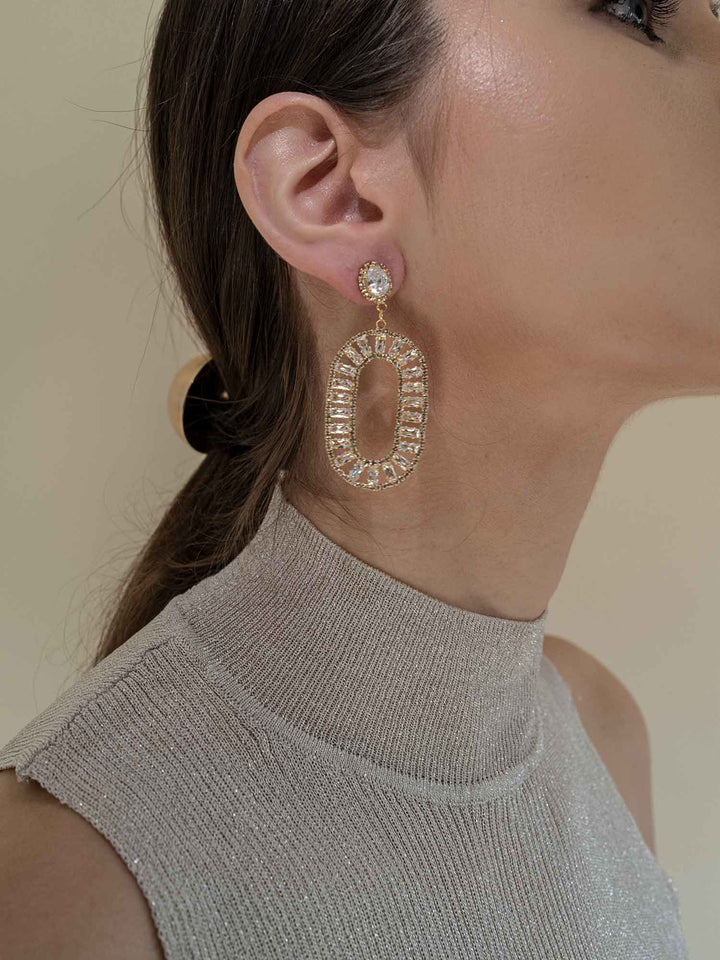 Elodie Oval Crystal Drop Earrings