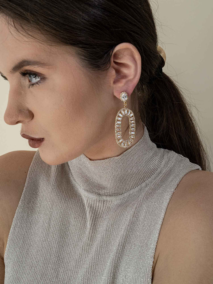 Elodie Oval Crystal Drop Earrings