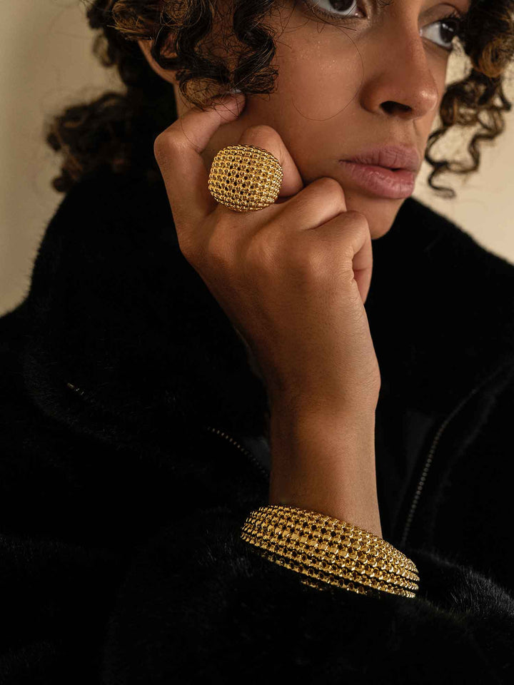 Elysia Gold Textured Statement Ring