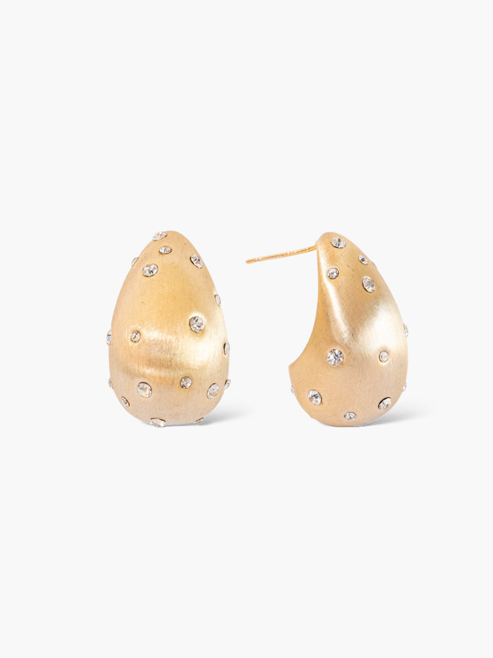 Estelle Matte Gold Zircon Studded Hoops