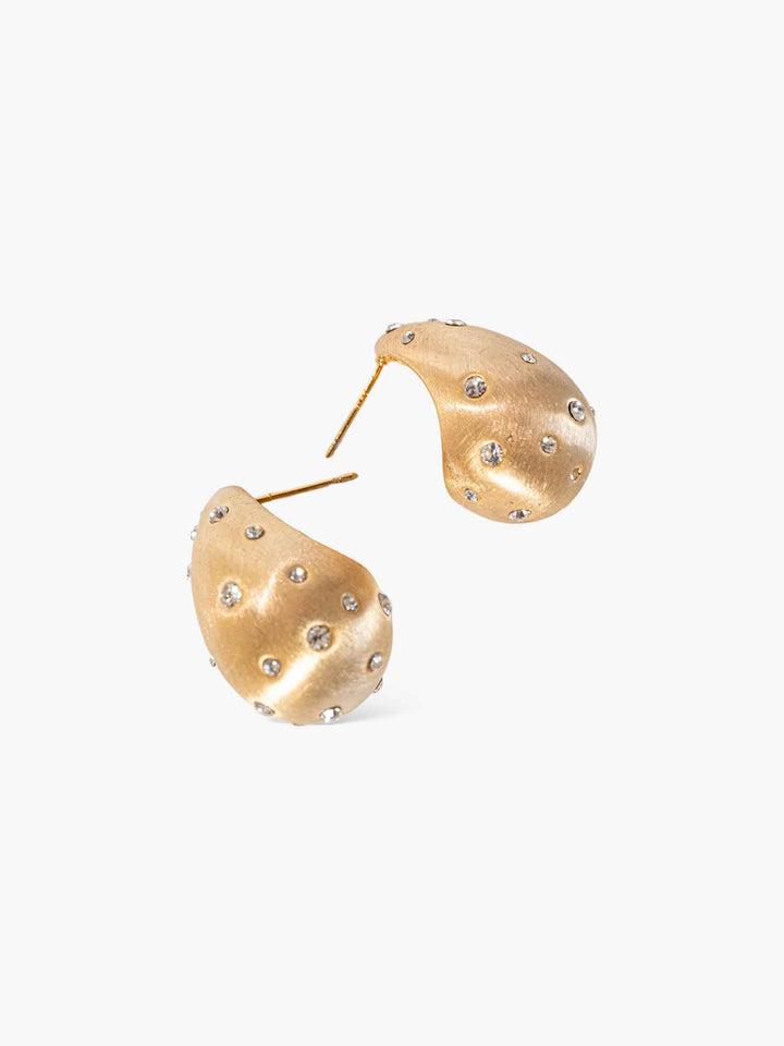 Estelle Matte Gold Zircon Studded Hoops