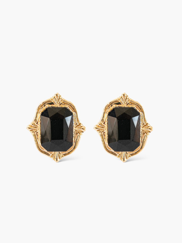 Evelyn Black Crystal Stud Earrings