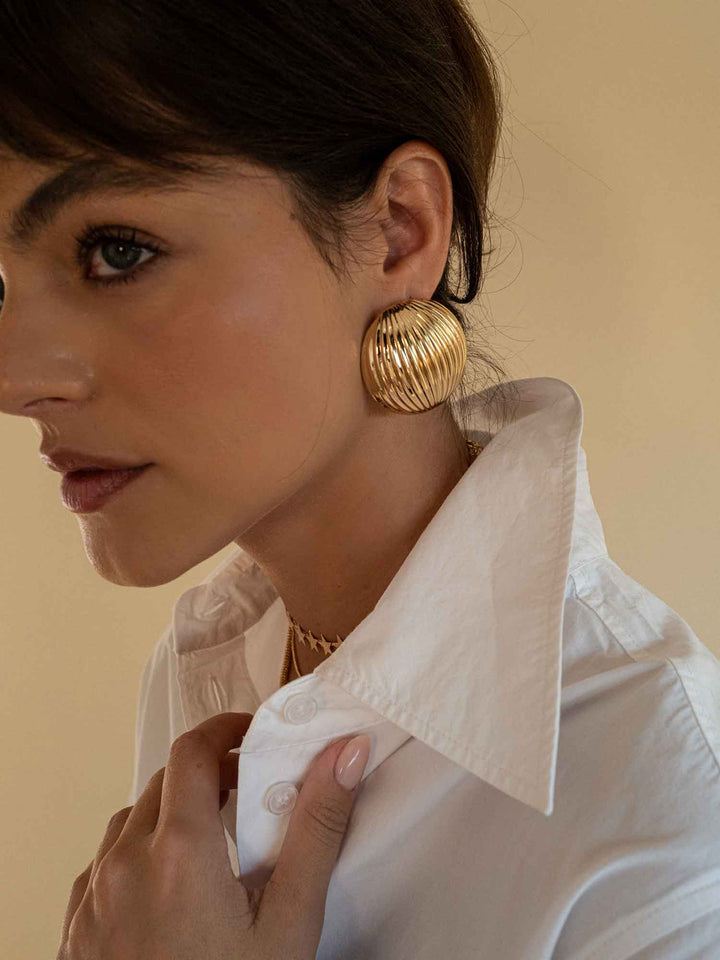 Helios Gold Dome Earrings