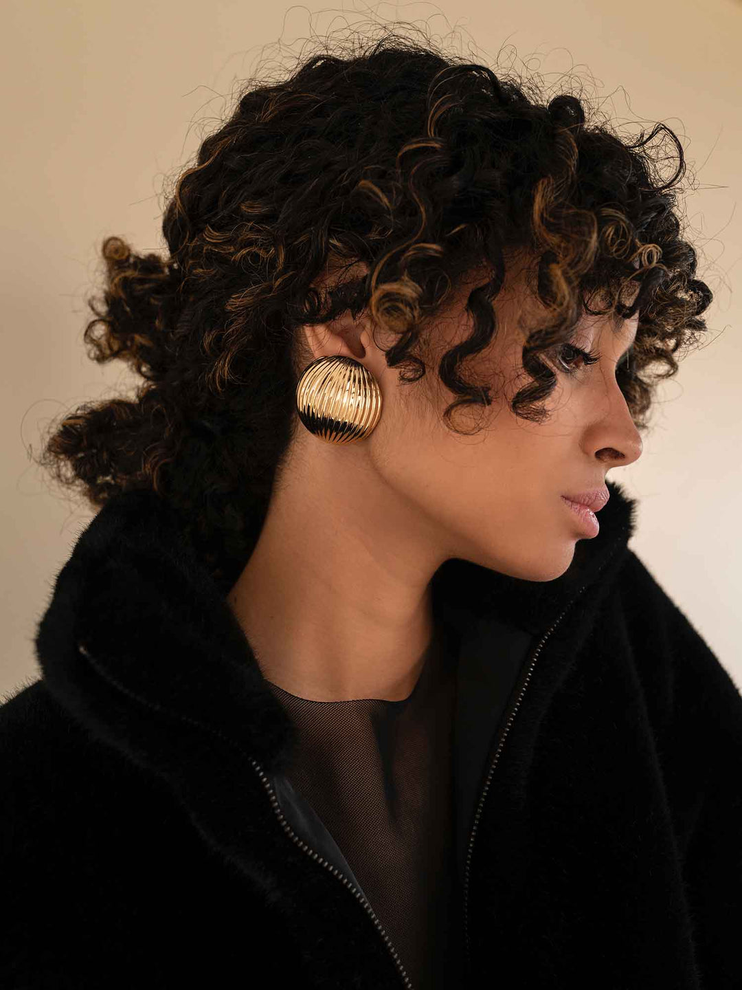 Helios Gold Dome Earrings