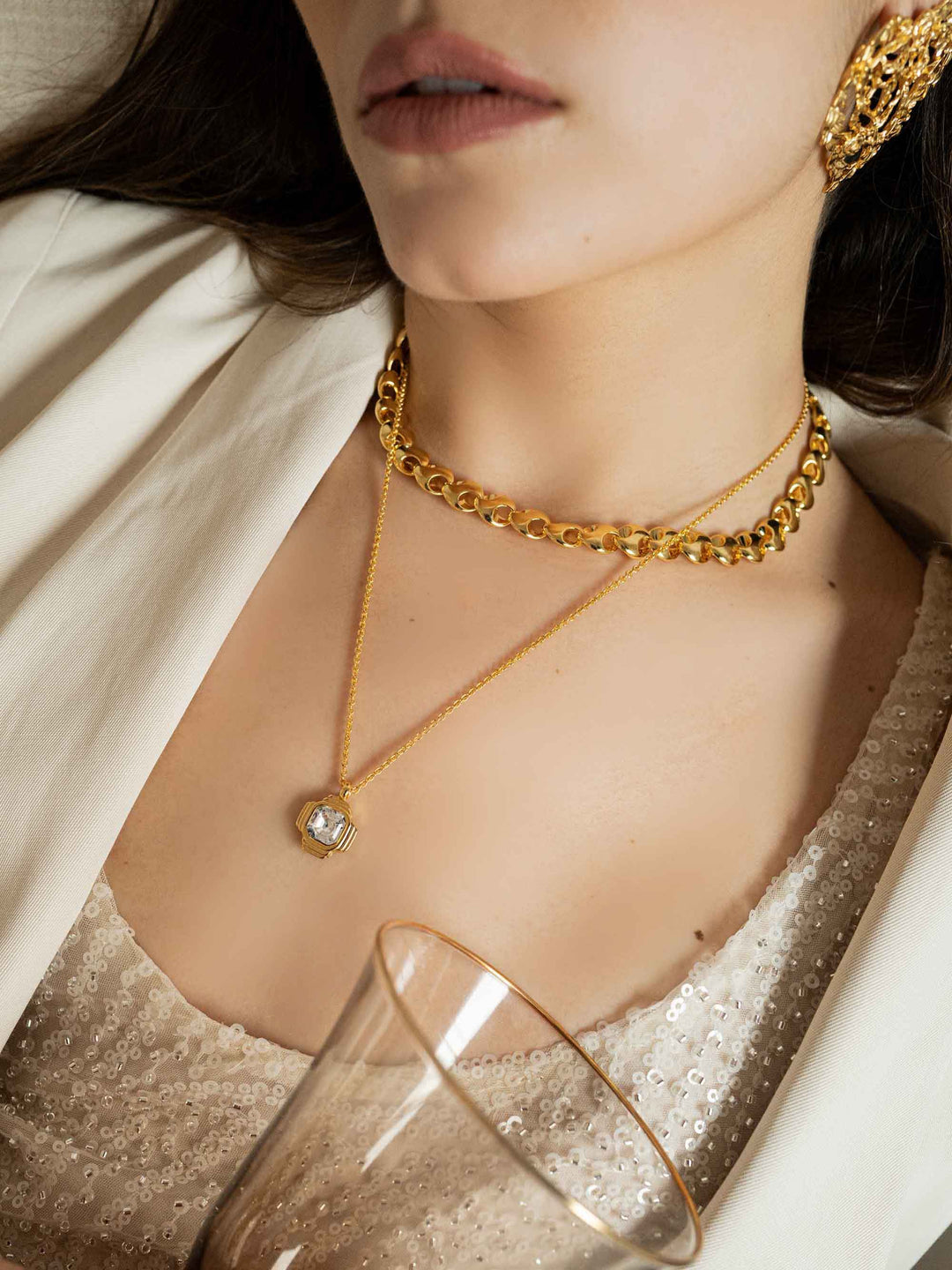 Adjustable Guide Gold Choker Necklace