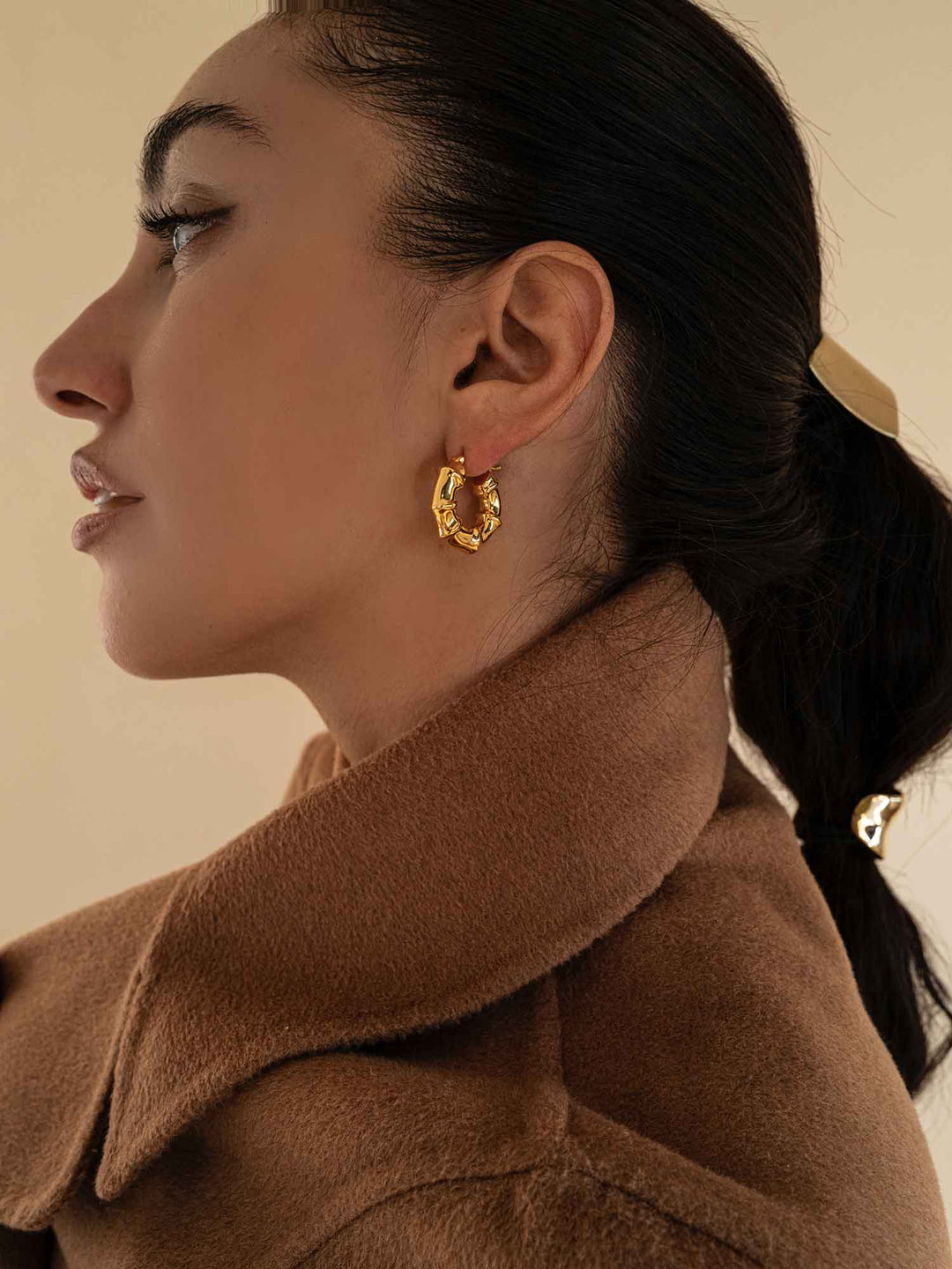 Bamboo Gold Hoop Earrings