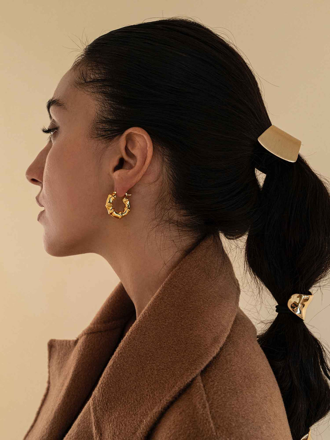 Bamboo Gold Hoop Earrings