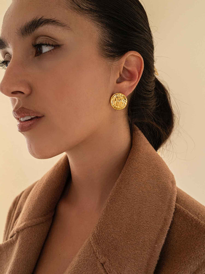 Wave Round Gold Earrings