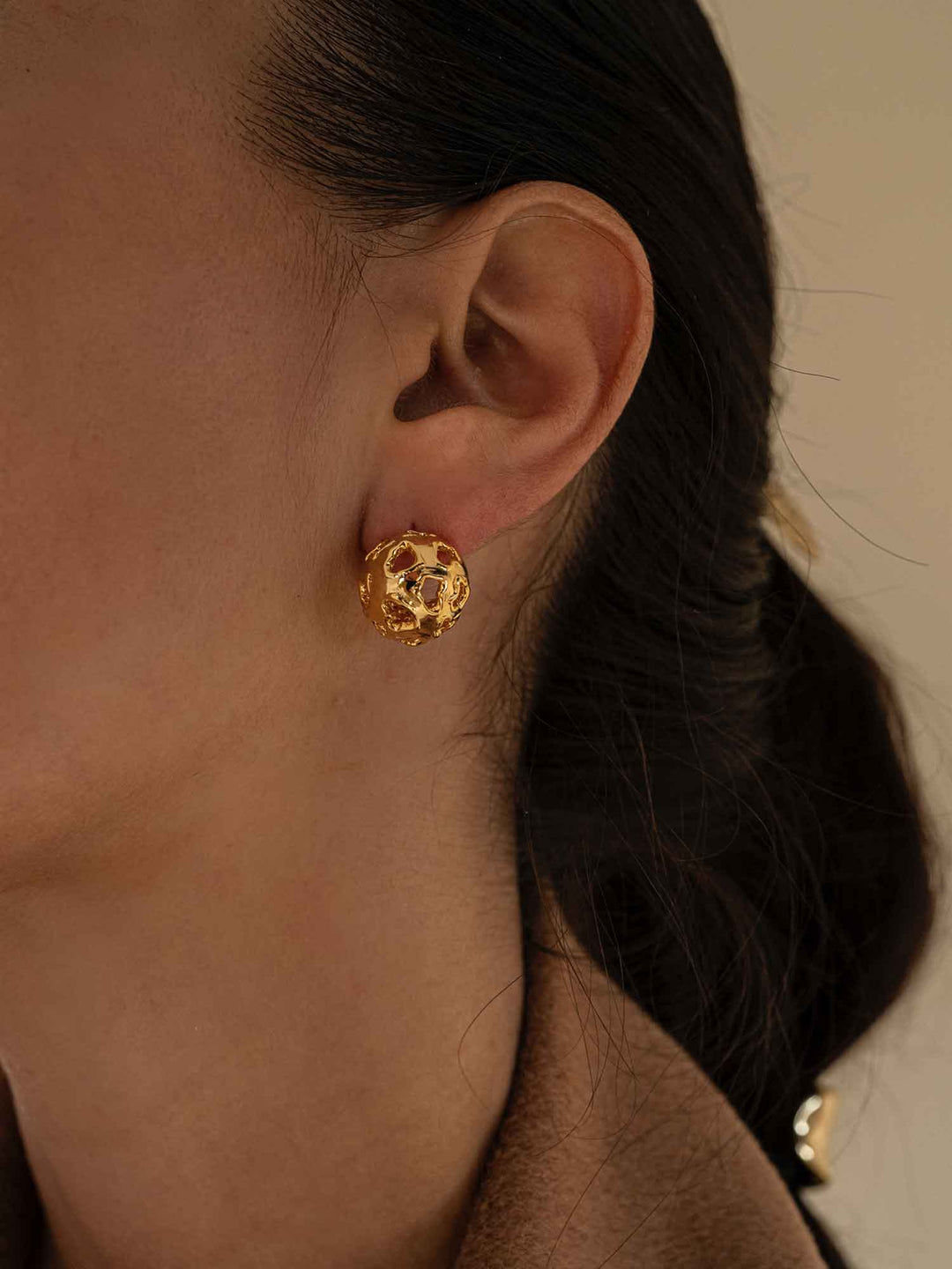 Round Ball Gold Earrings