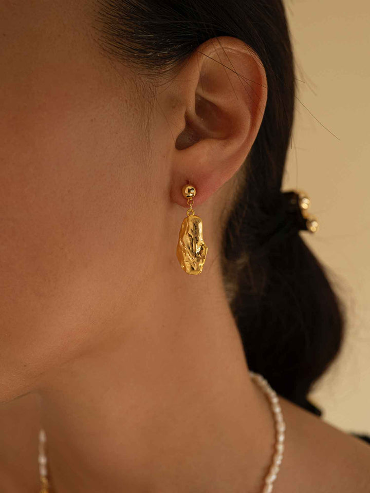 Asymmetrical Baroque Pearl Gold Earrings