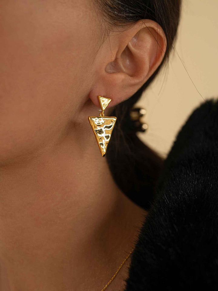 Geometric Triangle Gold Earrings