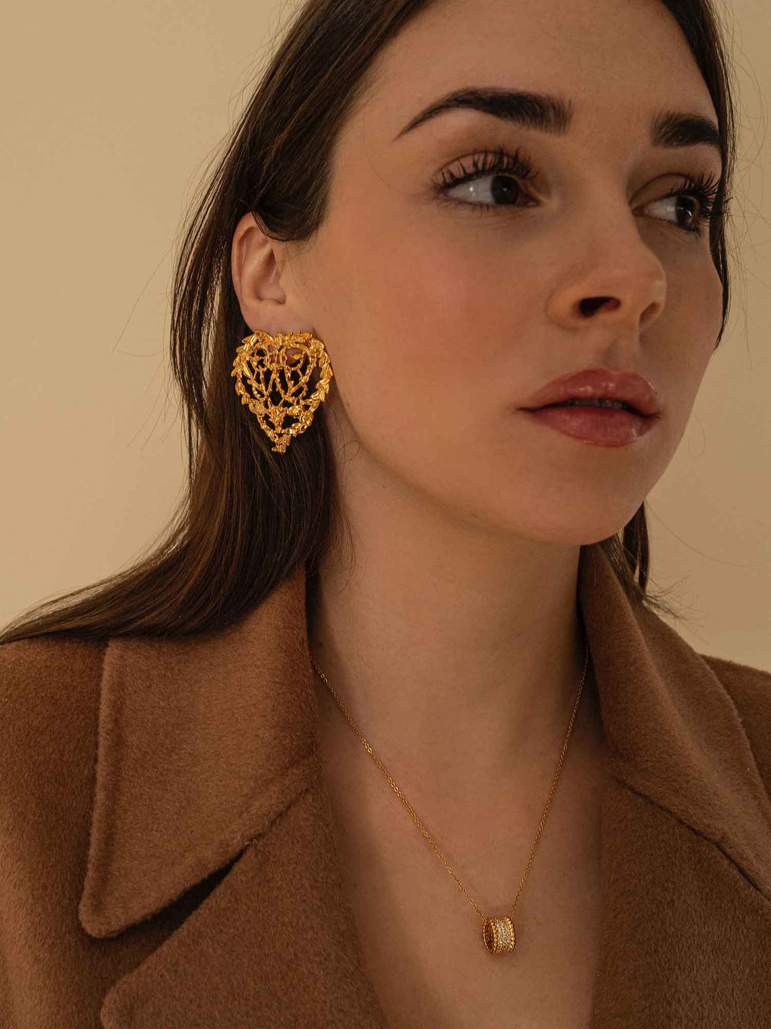 Intertwined Hearts Gold Earrings