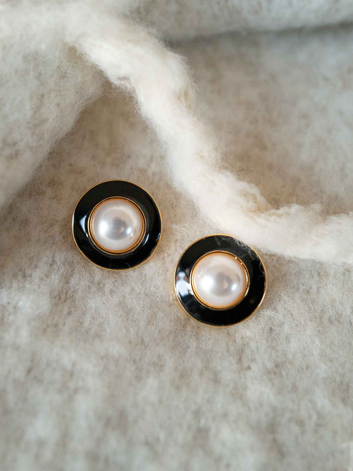 Kason Black Enamel Earrings