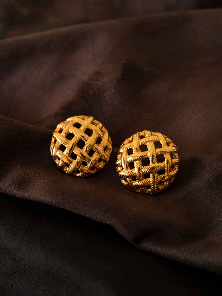 Mira Woven Gold Circle Earrings