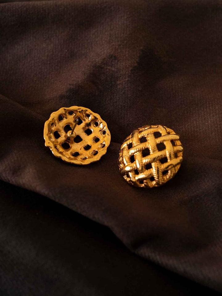 Mira Woven Gold Circle Earrings
