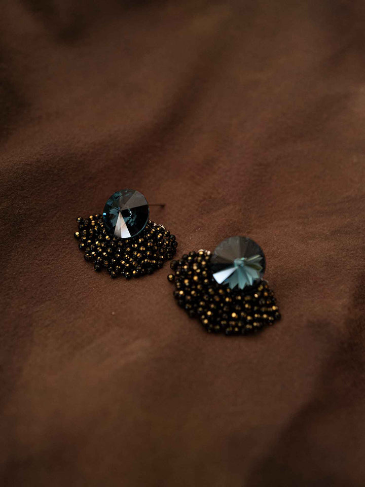 Noir Handcrafted Crystal Beaded Earrings
