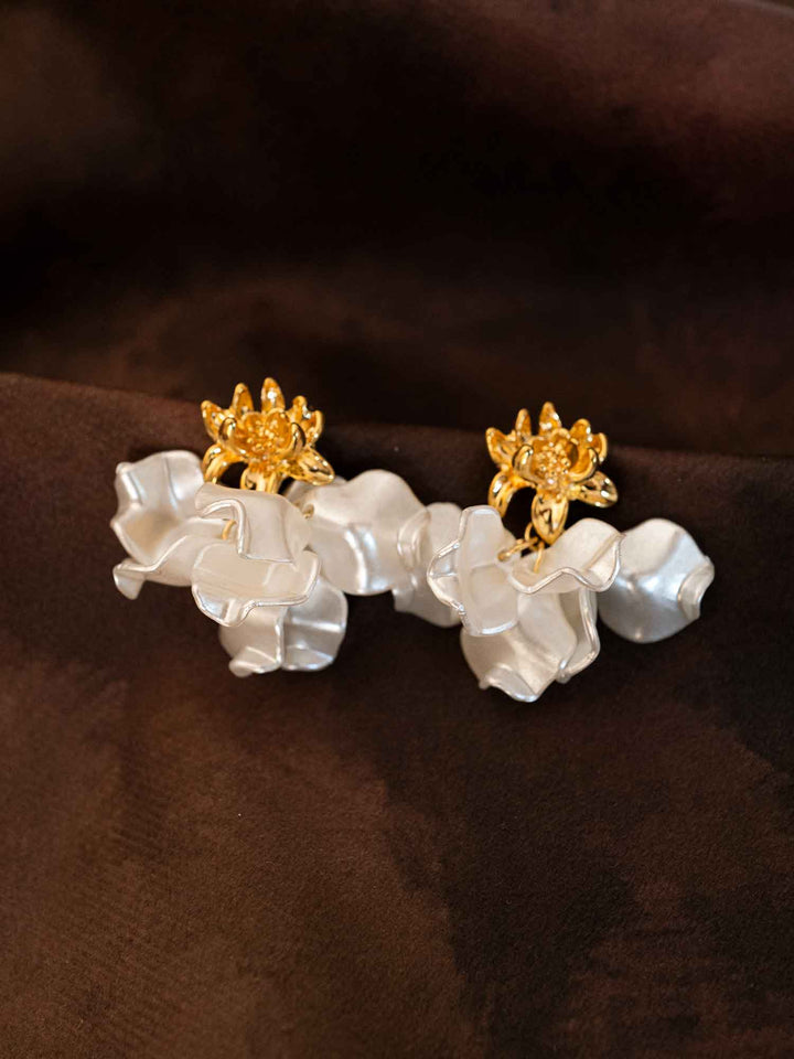 Evangeline Lotus Flower Petal Earrings