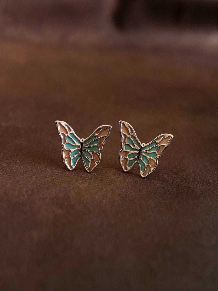 Lucy Enamel Butterfly Earrings Silver
