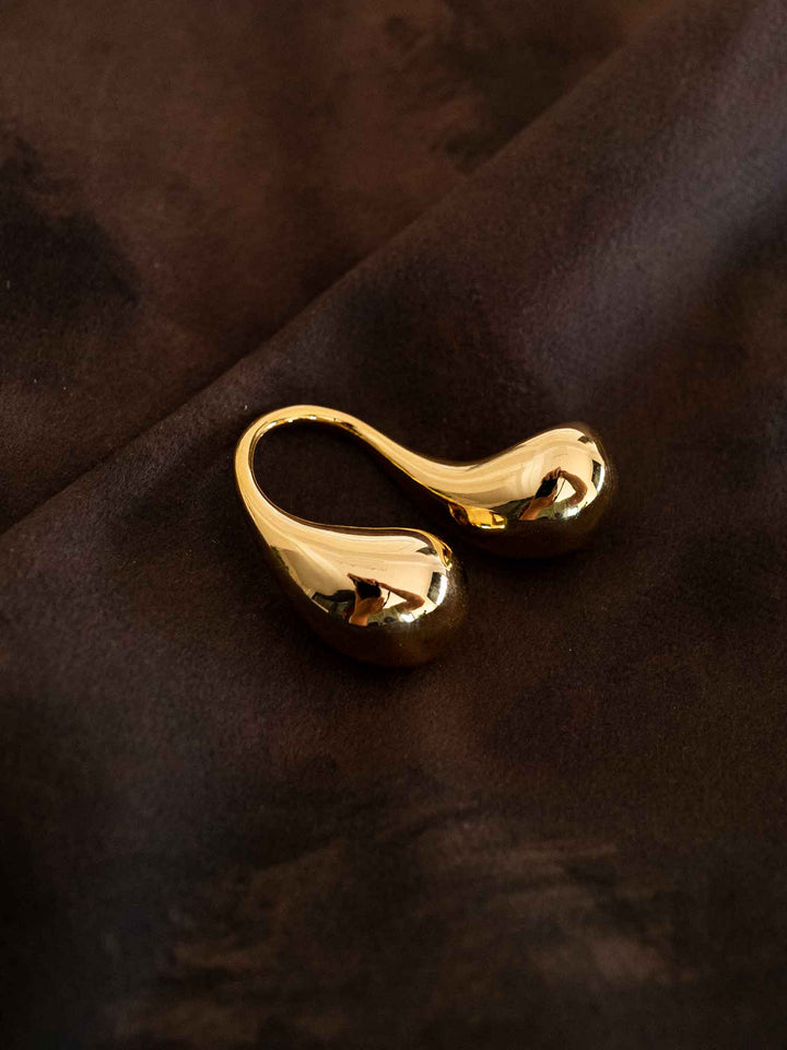 Sculptural Gold Dual Teardrop Ring