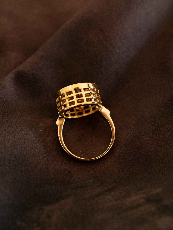 Amber Crystal Gold Statement Ring