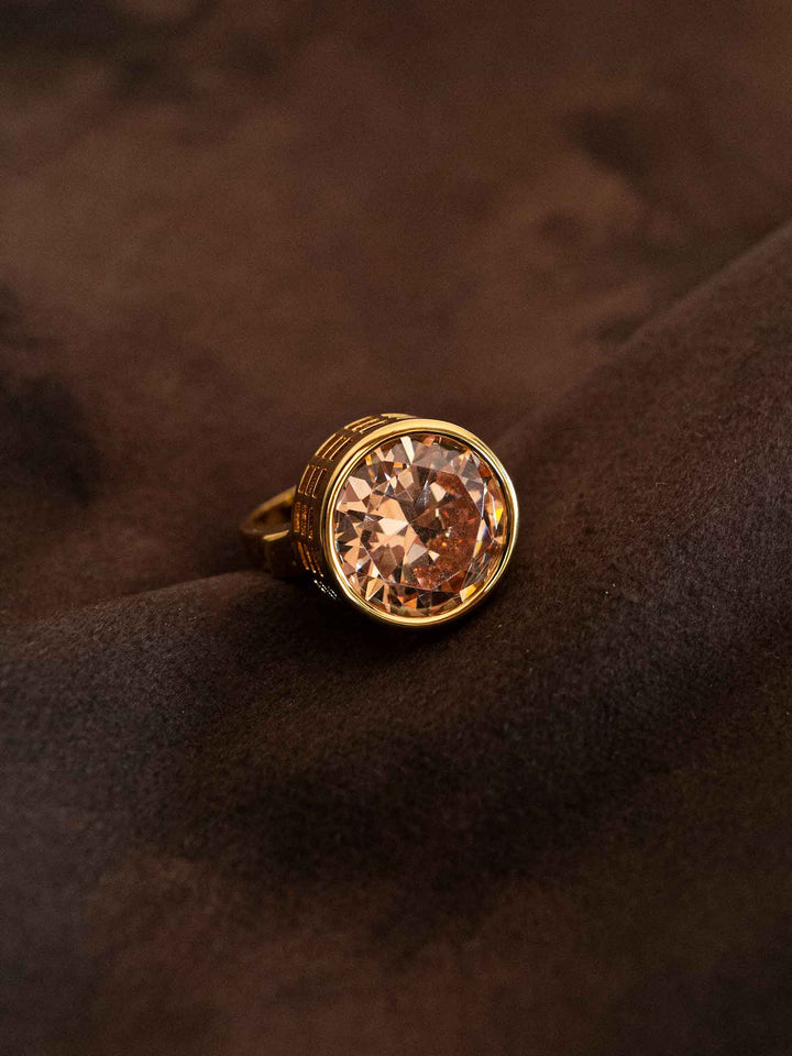 Amber Crystal Gold Statement Ring