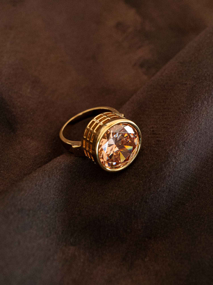 Amber Crystal Gold Statement Ring