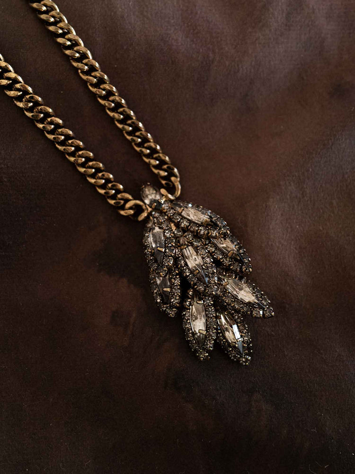 Selene Leaf Drop Crystal Necklace