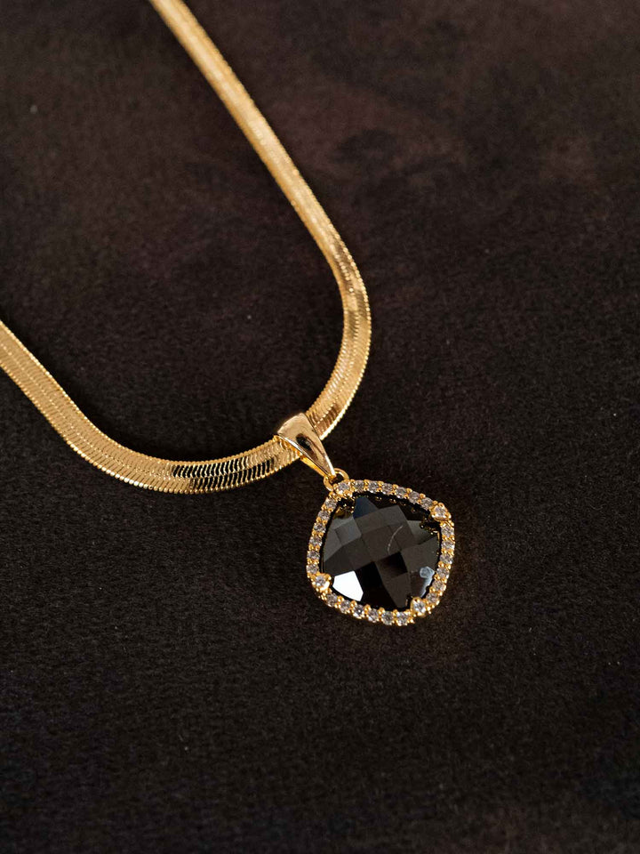 Flavia Black Gem Necklace