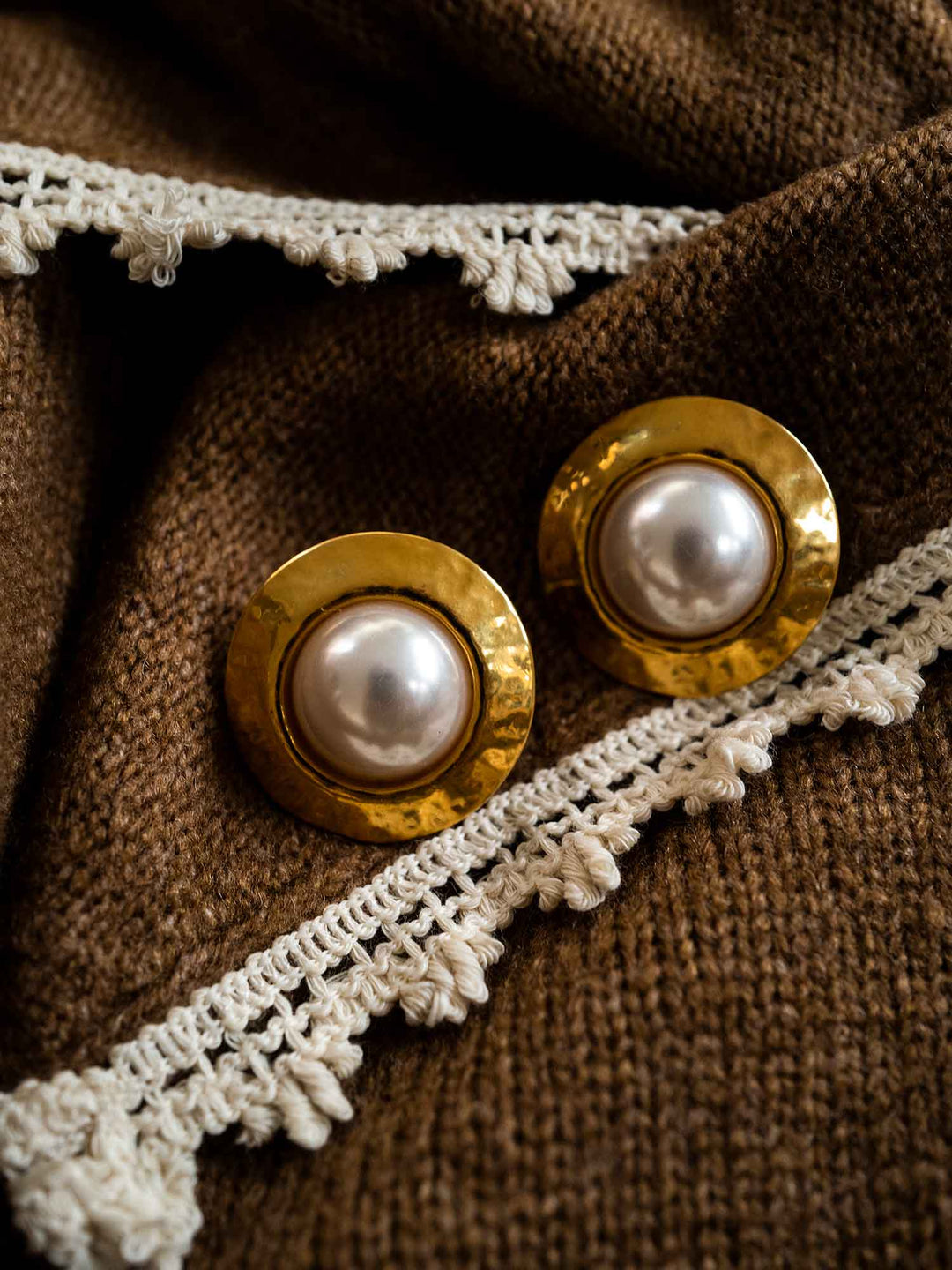 Arabella Gold Pearl Stud Earrings