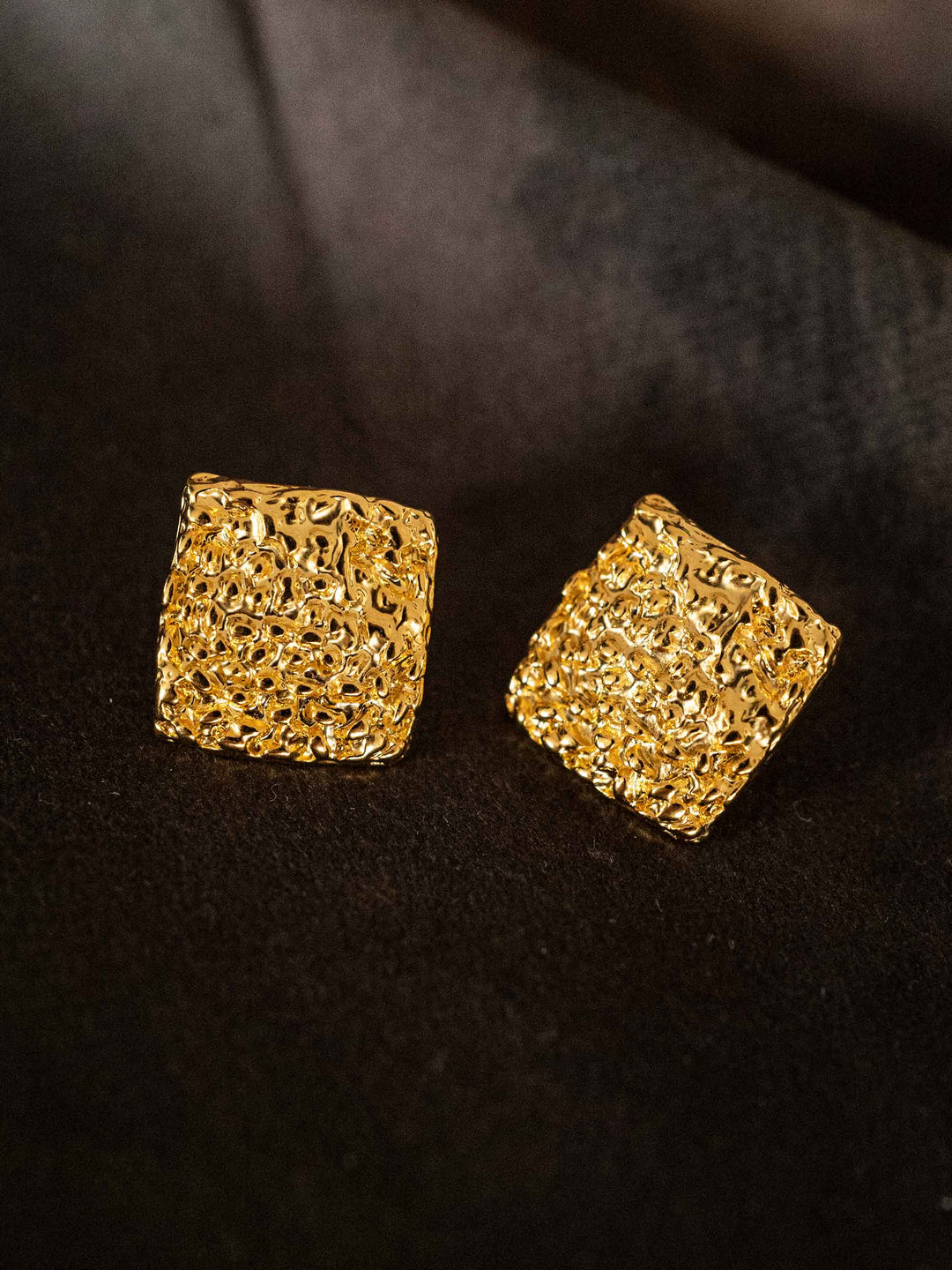 gold square pleated earrings