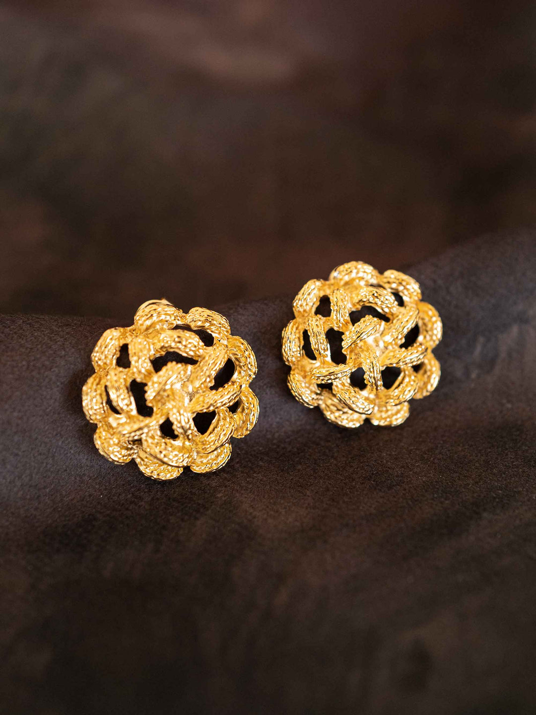 Golden Hollow Flower Earrings