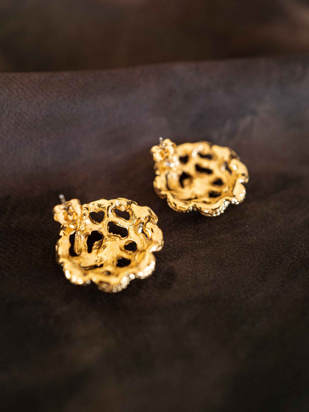 Golden Hollow Flower Earrings