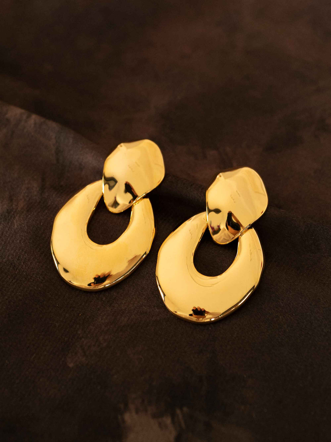 Irregular Oval Gold Earrings