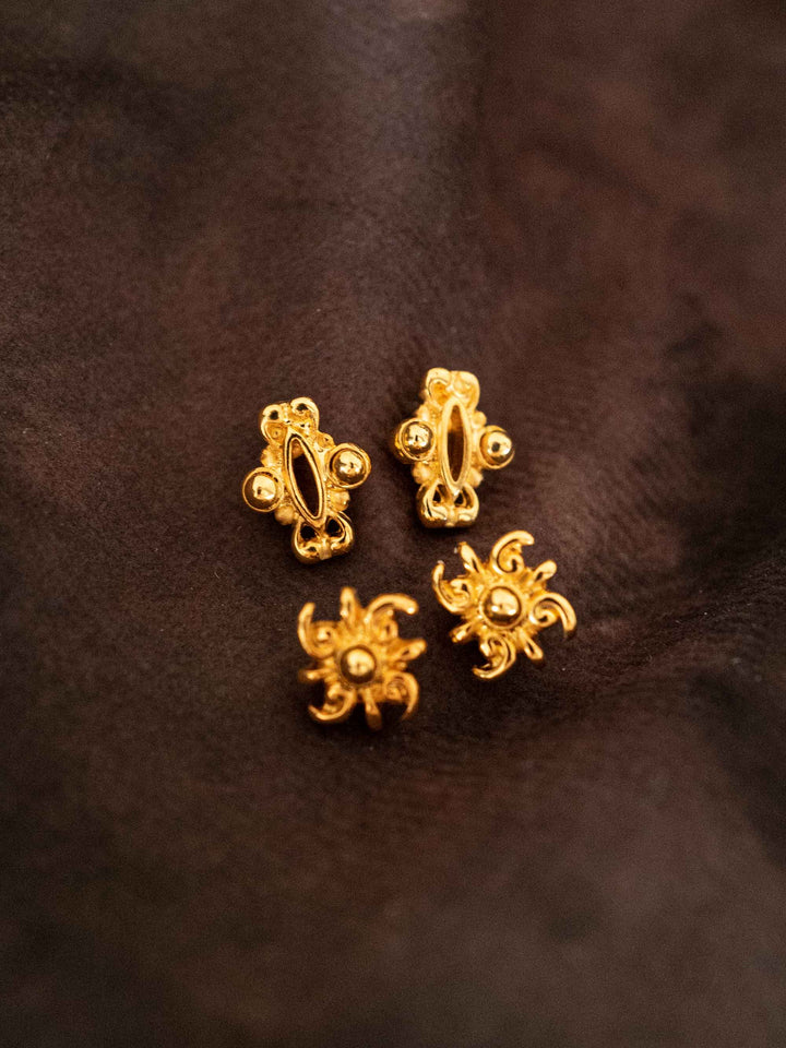 Iris Helix Piercing Gold Earring Set