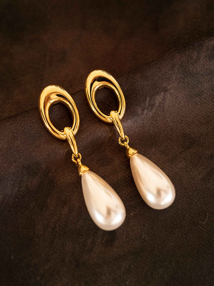 Golden Crystal Pearl Earrings