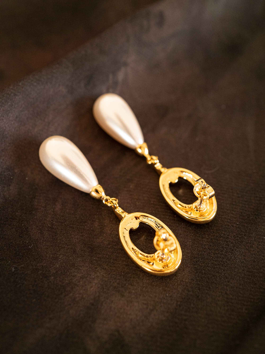 Golden Crystal Pearl Earrings