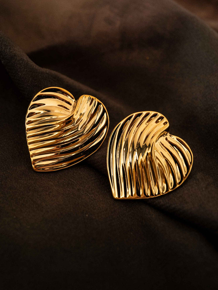 One Gold Heart Earrings