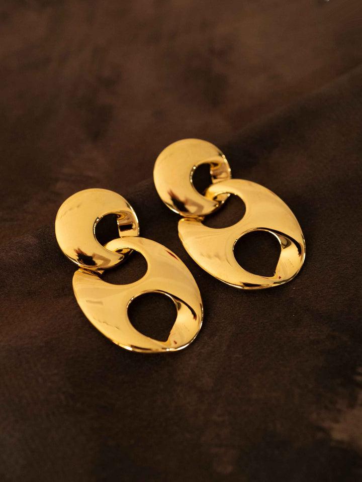 Double Oval Gold Earrings