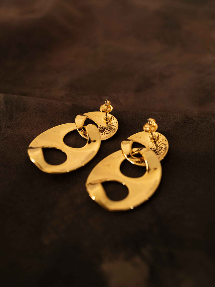 Double Oval Gold Earrings