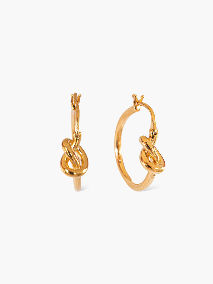 Small Knot Hoop Gold Earrings